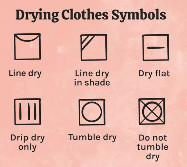 additional drying symbols found on fabric labels