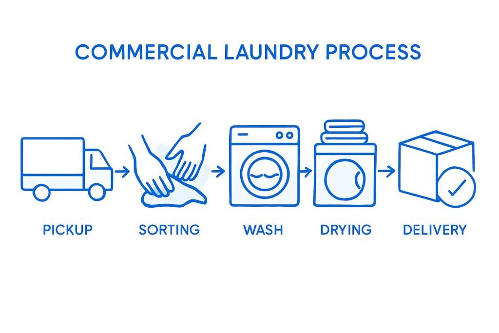 Pickup and delivery commercial laundry service in Wayne, Michigan