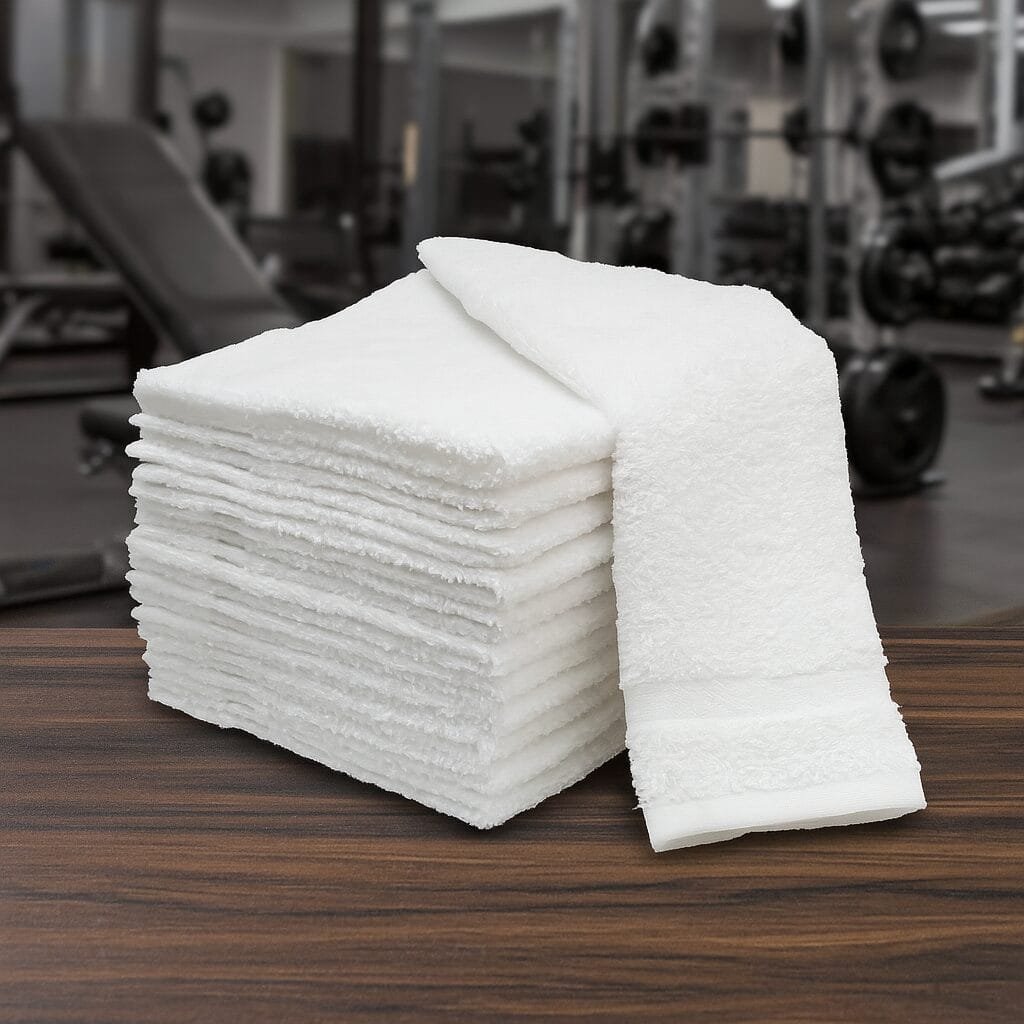 Fresh gym towels professionally cleaned for Wayne fitness centers