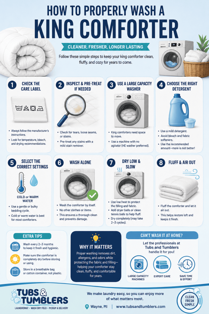 infographic for washing a king comforter properly