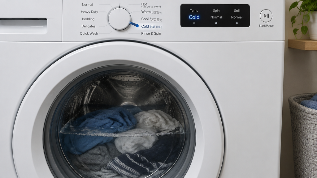 Washing a full load in cold water to save money on laundry
